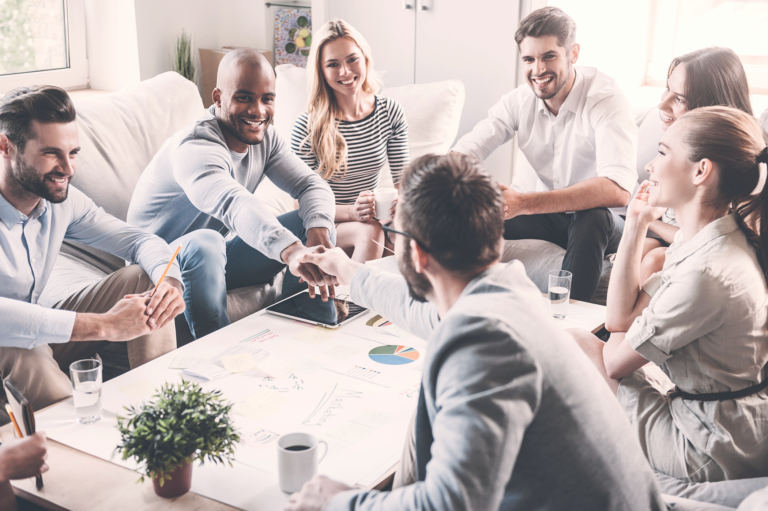Group of business professionals networking
